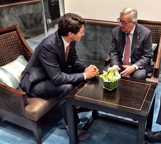 President Jean-Claude Juncker with Canadian Prime Minister Justin Trudeau